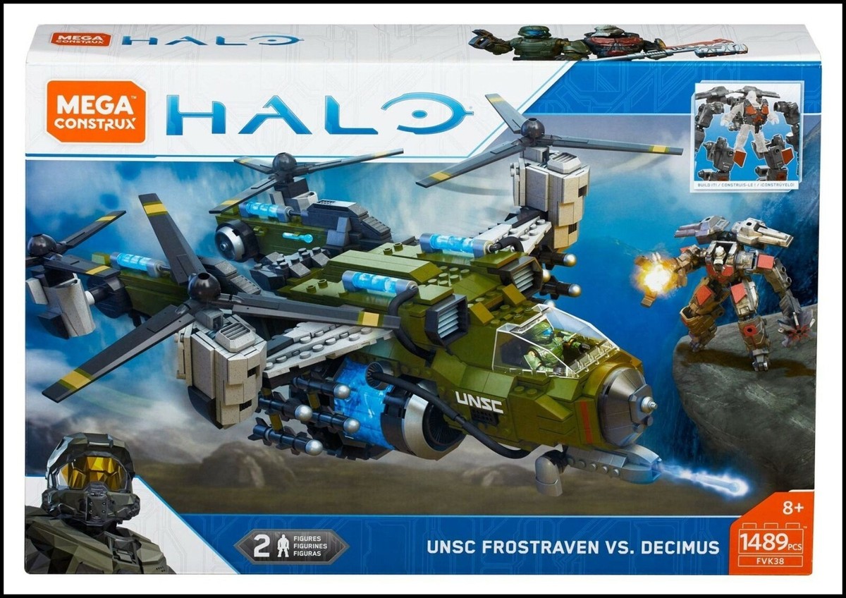 HALO MEGA BLOKS CONSTRUX UNSC FROSTRAVEN VS DECIMUS BUILDING SET