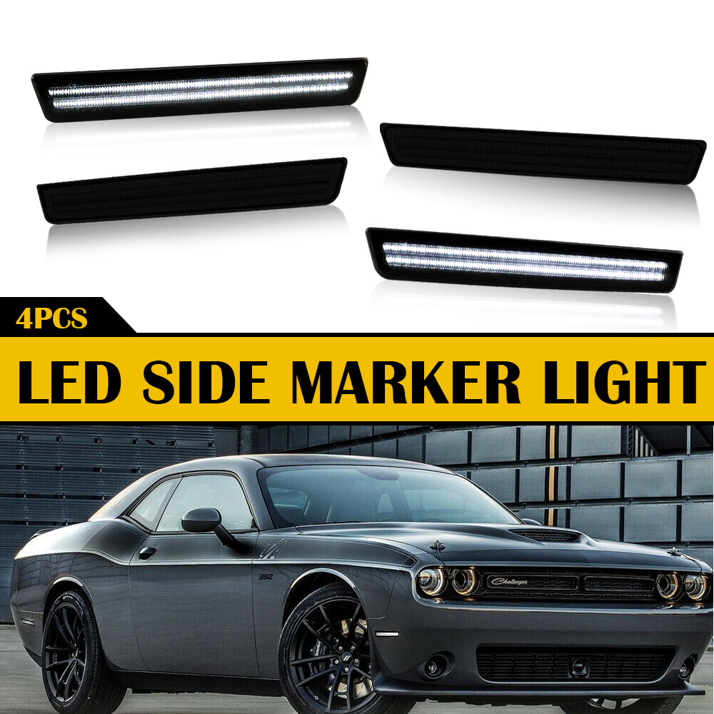 4PCS Smoked Bumper Side Marker Lights for 2015-2022 Dodge Challenger