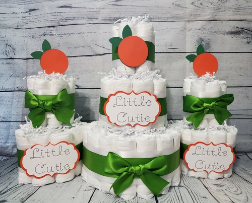 Torta e set pannolini 3 livelli - tema agrumi arancia Little Cutie - Clementine - Foto 2 di 15
