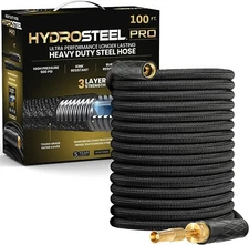 Hydrosteel Pro 100FT Ultra Performance Long Lasting Heavy Duty Steel Garden Hose