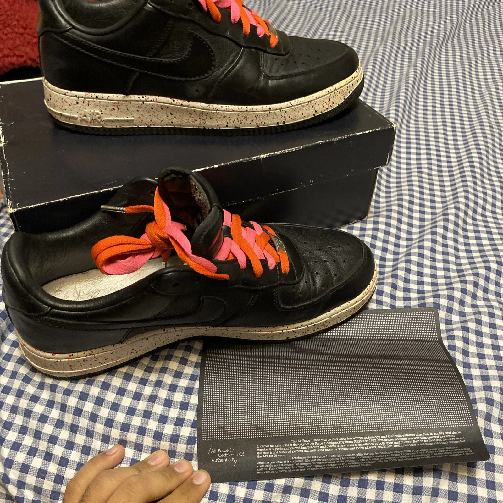 CHAUSSURES FEMME NIKE AIR FORCE ONE SUPREME TAILLE 12 318013 001 NOIR EXCELLENT ÉTAT