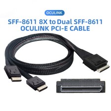 CABLECY OCuLink PCIe SFF-8611 8x 8-Lane to Dual SFF-8611 Oculink 4x SSD Cable