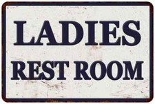 Ladies Restroom Vintage Retro Reproduction Gift 8x12 Metal Sign 108120067012