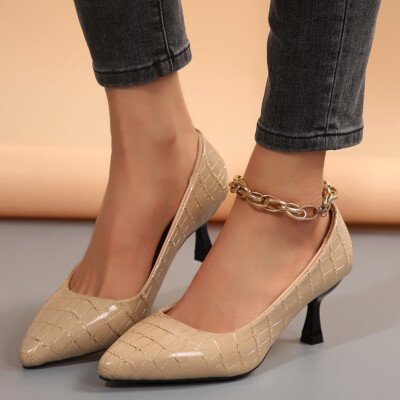 LUXMAX Women's Patent Leather Stiletto Pumps - Pointed Toe High Heel Office Shoes