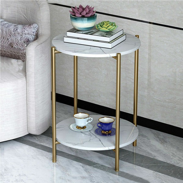 Couchtisch Beistelltisch Marmor Optik Kaffetisch Beistelltisch Runden Sofatisch-image