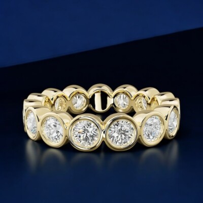 Verlobungsband Rundschliff Diamant 2 Karat Laborgezüchtet 14K Gelbgold Größe 7 8