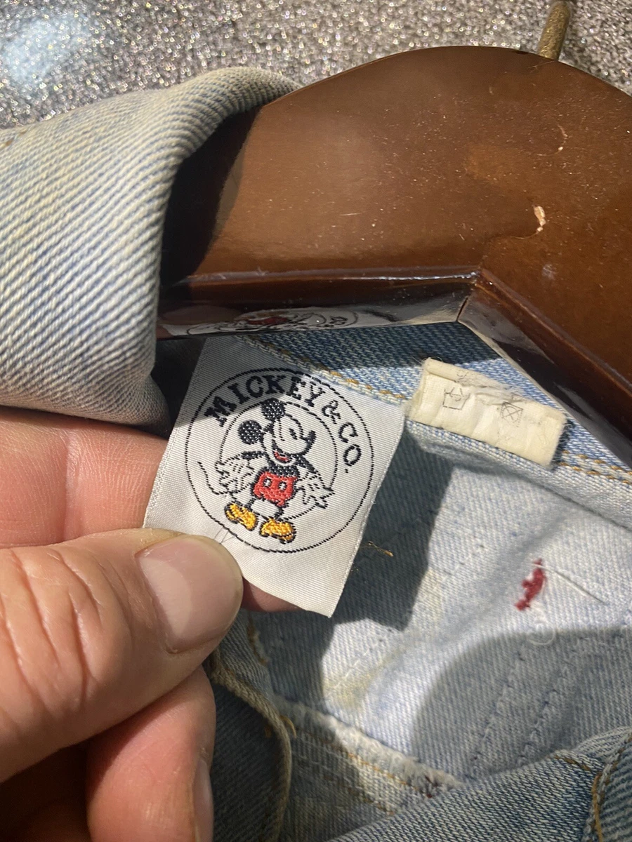 Vintage 80s 90s Disney Store MICKEY MOUSE Jean Denim Jacket Embroidered Medium