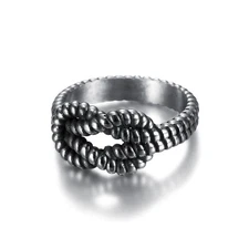 Unbreakable Rope Knot Love Wedding Ring Stainless Steel Men Women Promise Ring