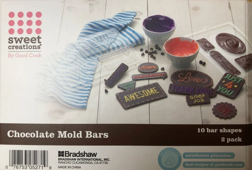 Chocolate Bar Molds "Sweet Creations by Good Cook" 10 bar shapes each (Set of 2) - Image 3 of 4