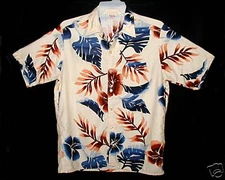 Sz XL BAREFOOT IN PARADISE Vintage Hawaiian Aloha Shirt TROPICAL FLORAL Cotton