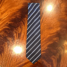 Giorgio Armani Men  s Woven Tie Blue/Black/Beige/Light Blue Striped Logo