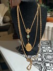 Unsigned gold tone Florenza style necklace three strands with faux turquoise — photo 1