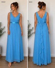 Davids Bridal Formal Dress Womens Size 20 Blue Chiffon Wedding Bridesmaid