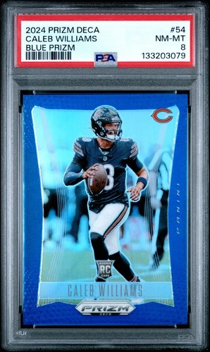 2024 PANINI PRIZM DECA BLUE PRIZM #54 CALEB WILLIAMS 136/149 PSA 8