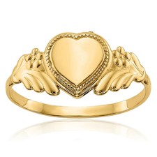 14K Solid Yellow Gold Heart Ring