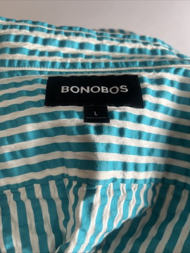 Bonobos Mens The Beau Chore Jacket Large Teal Pockets Seersucker Utility - Picture 5 of 5