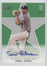 2020 Leaf Perfect Game National Showcase Green 9/10 Samuel Simpson Auto nd3