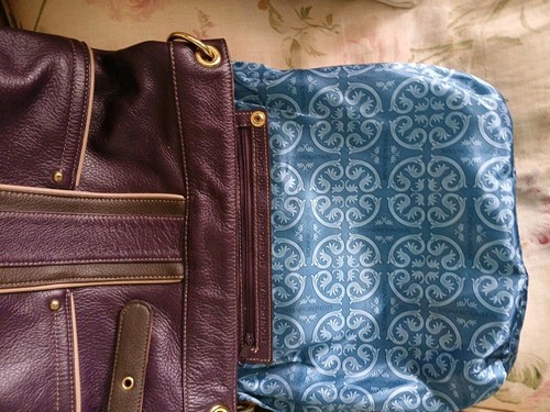 Bolso Bandolera Stone Mountain Púrpura Marrón Tostado Cuero Genuino Bolsillos - Imagen 14 de 20