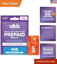 19/mo. Prepaid Phone Plan with Unlimited Talk, Text and 4GB of 5G 4G LTE Da...