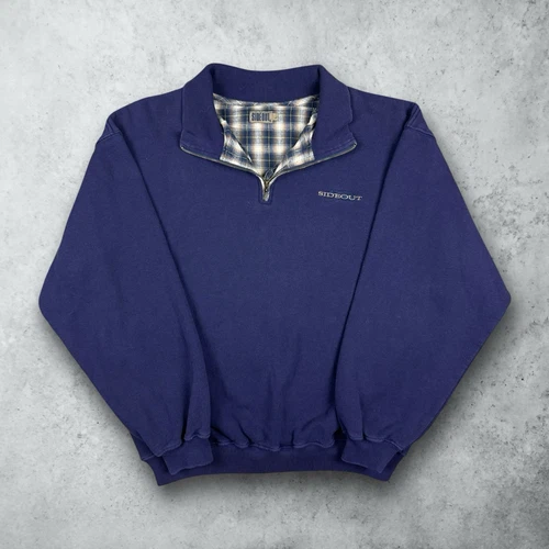 Sweat shirt vintage années 90 Sideout quart zip surf skate plaid taille L streetwear