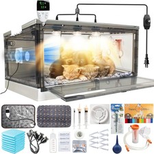 Puppy Incubator with Heating and Fan, Ideal 85L With Fan , White Translucent