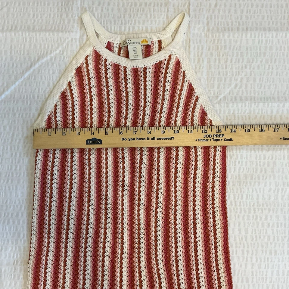 Vestido para mujer C&C California grande multicolor a rayas crochet cubierta de baño Foto 2 de 4