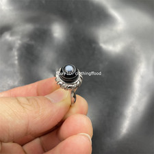 Tibetan-Style Retro Tibetan Silver Inlaid Silk Agate Ring with Eye Agate Ring