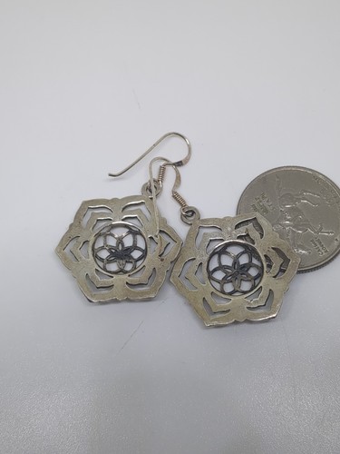 Sterling Silver 925 Lotus Flower Earrings - Picture 4 of 6
