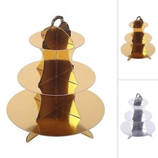 3 Tier 14" tall Metallic Cardboard Cupcake Stand Dessert Holder Set Centerpieces