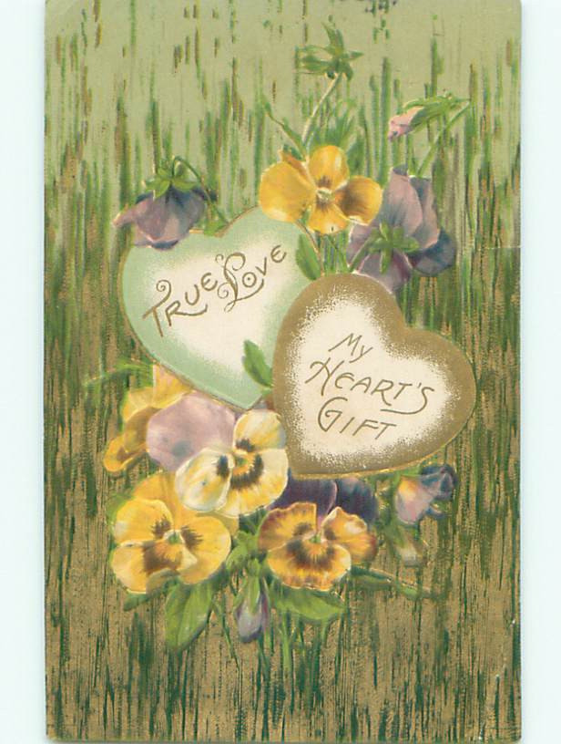 Handcrafted Valentine Hearts with Pansy Flowers J0198 – Make an Offer