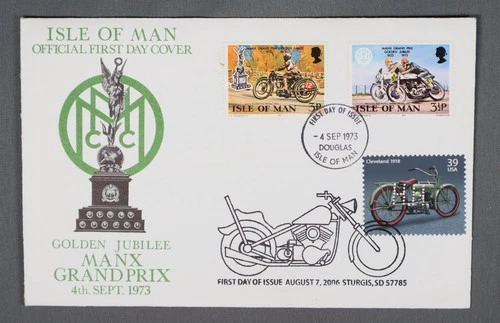 MayfairStamps Isle of Man FDC 1973 Nakano Perfin Manx Grand Prix Motorcycle US M