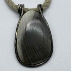 925 Sterling Silver Grey Banded Stone Pendant Rope Cord Necklace 20.5" 49g — photo 5