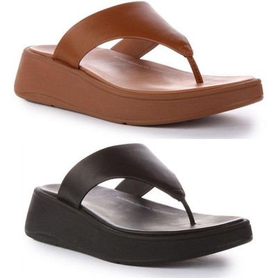 Fitflop Zehensteg F Mode Luxe Leder Damen Sandale Schwarz EU 36-42