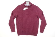 CLUB ROOM DARK RED BURGUNDY LARGE HALF ZIP MOCK NECK CABLE KNIT SWEATER MENS NEW