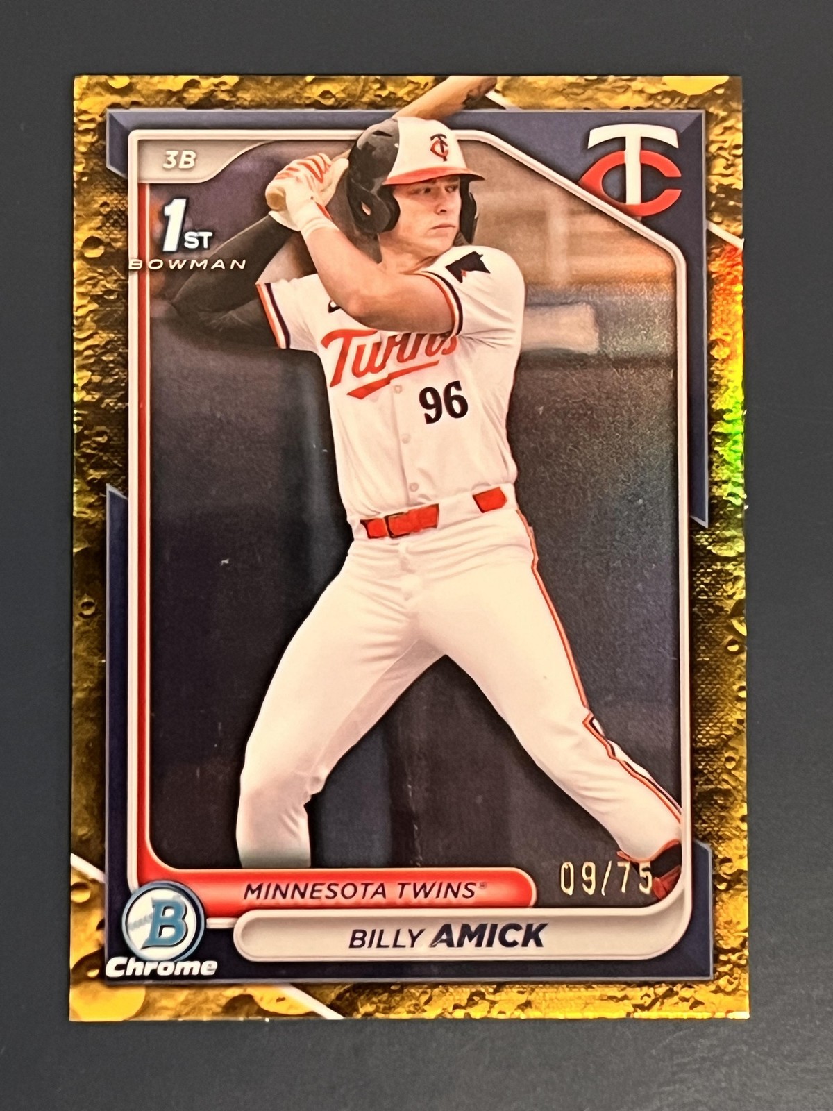 2024 Bowman Draft #BDC-68 Billy Amick Chrome Yellow Lunar Crater Refractor #/75