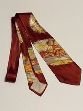 1940s 1950s vintage swing tie necktie autumn scenes