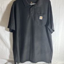 Men  s Black Carhartt Polo Shirt with One Chest Pocket Size XL Tall In Black