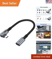 Right Angle USB C Extension Cable 1FT - High-Speed 10Gbps 100W 4K Resolution