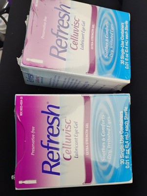 2 Pack Refresh Celluvisc Lubricant Eye Gel Single Use Containers 30 Each