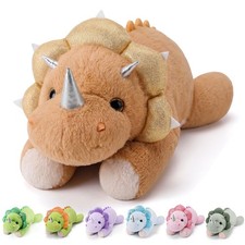 Weighted Stuffed Animals, Plush Pillow for Kids Medium Brown Dinosaur Dinosaur
