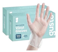 Gusto Multi-Purpose Vinyl Gloves Large 2 Boxes 200 Count Latex Powder Free