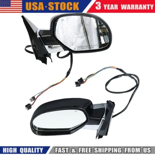 Fits 2007-14 Escalade Rear View Mirror Power Heated w/Signal & Puddle Lamp Set