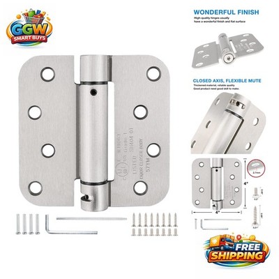 4'' x 4'' Satin Nickel Heavy-Duty Self-Closing Door Hinges - Perfect for Interiors