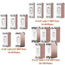 ALORAIR Brazed Plate Heat Exchanger 316L St.Steel - Muti Size, MPT Port & Plates