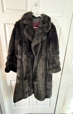 Dark chocolate Faux Fur Full Length Coat Womens Medium or Large
