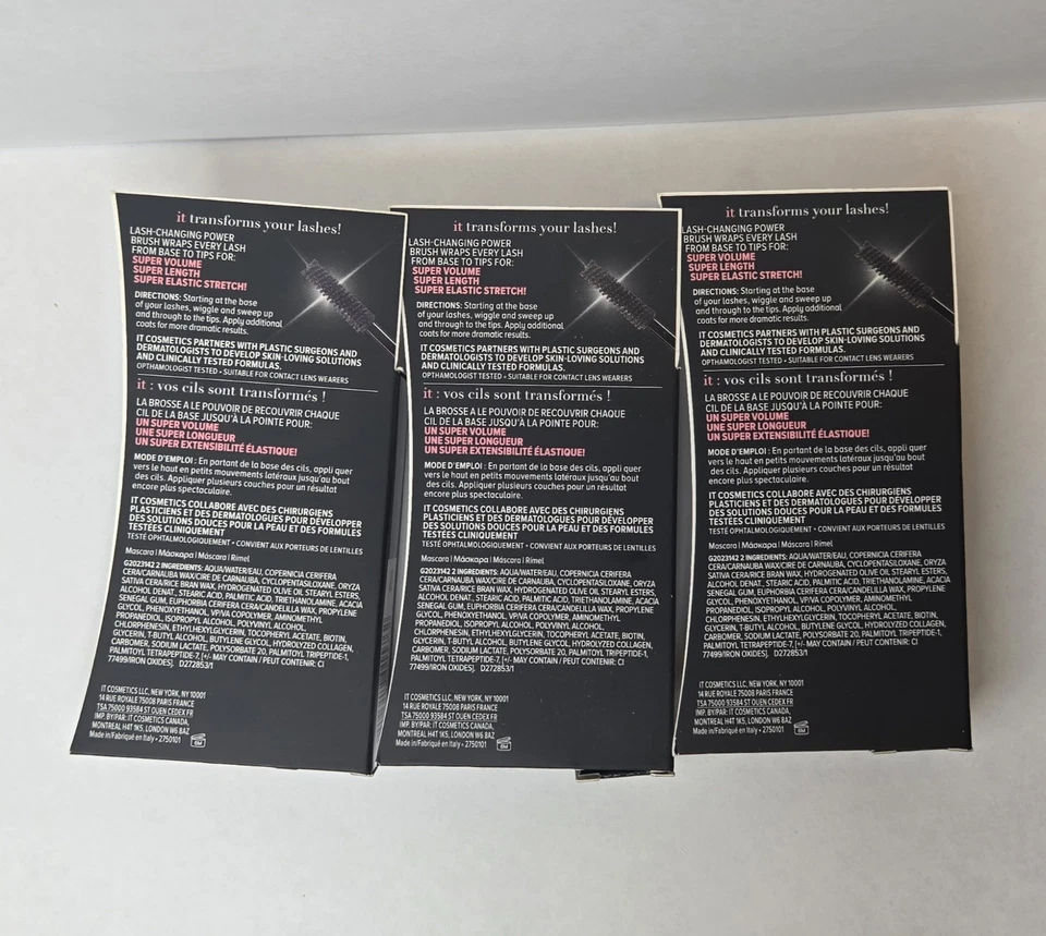3 piezas - Máscara de pestañas It Cosmetics Super Black - 0,17 OZ cada tamaño de viaje Foto 2 de 3