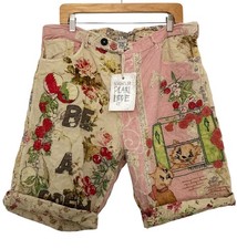 Magnolia Pearl Be A Poem Miner Shorts Appliqu s Quilted European Cotton NWT