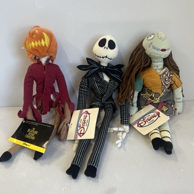 VTG 3 Disney The Nightmare Before Christmas Jack Pumpkin King Sally 13  Bean Bag