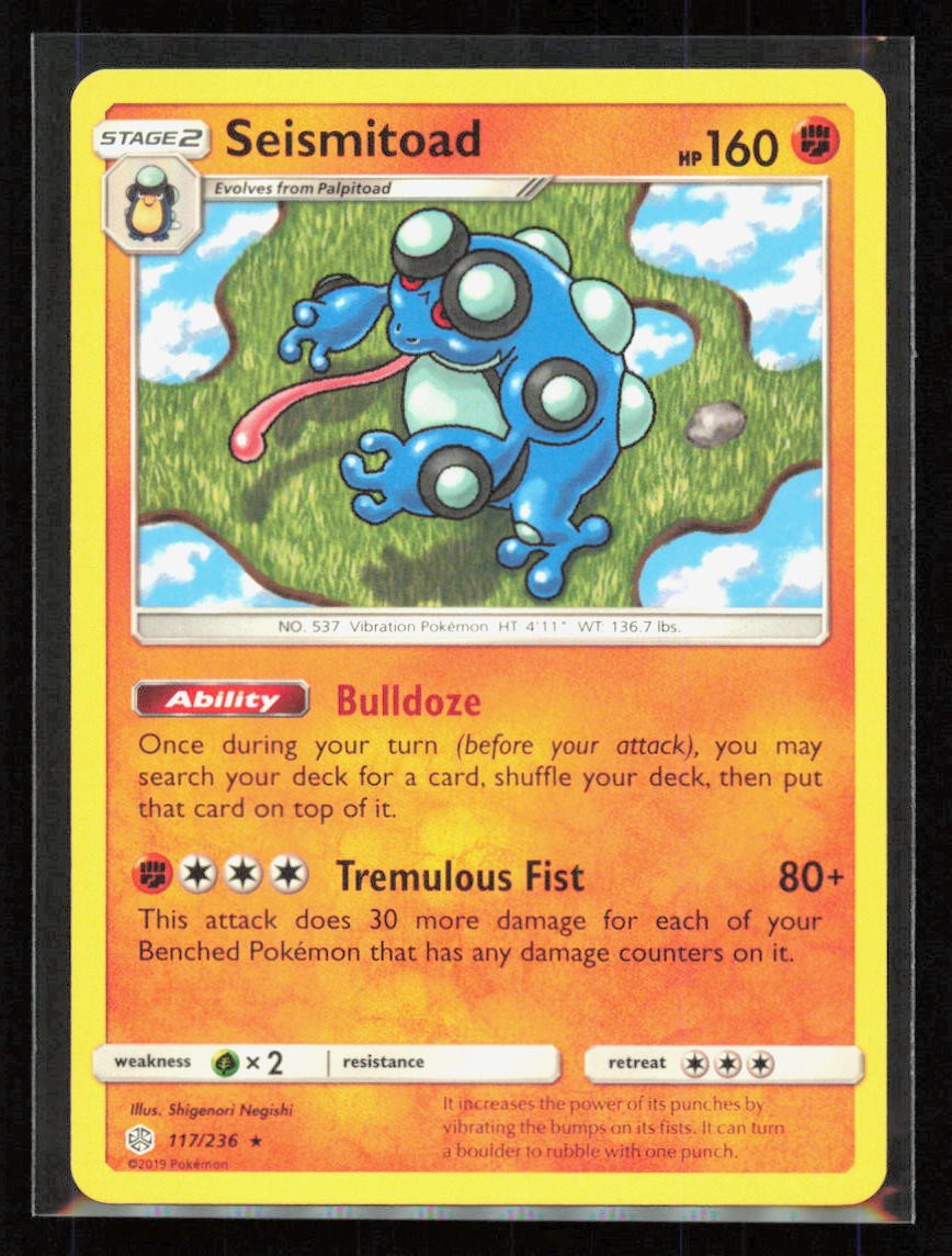 Seismitoad SM Cosmic Eclipse 117/236 Rare 2019 Fighting Shigenori Negishi LP