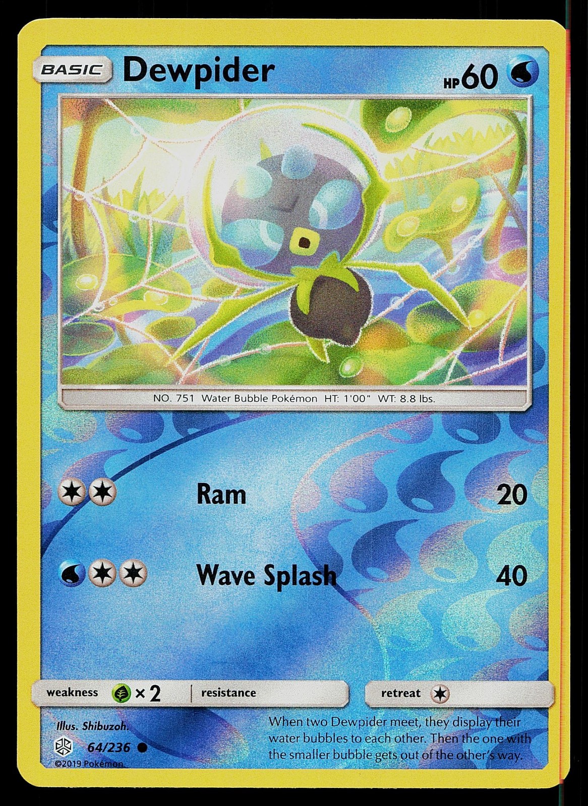 Pokemon Card Cosmic Eclipse Dewpider 64/236 Common Reverse Holo